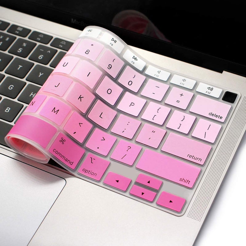 ProElife Ultra Thin Silicone Keyboard Cover Skin for MacBook Air 13 Inch 2021 2020 with Touch ID (MODLE A2179 and A2337 Apple M1 Chip, US Layout) Keyboard Protector (Ombre Pink) - Image 3
